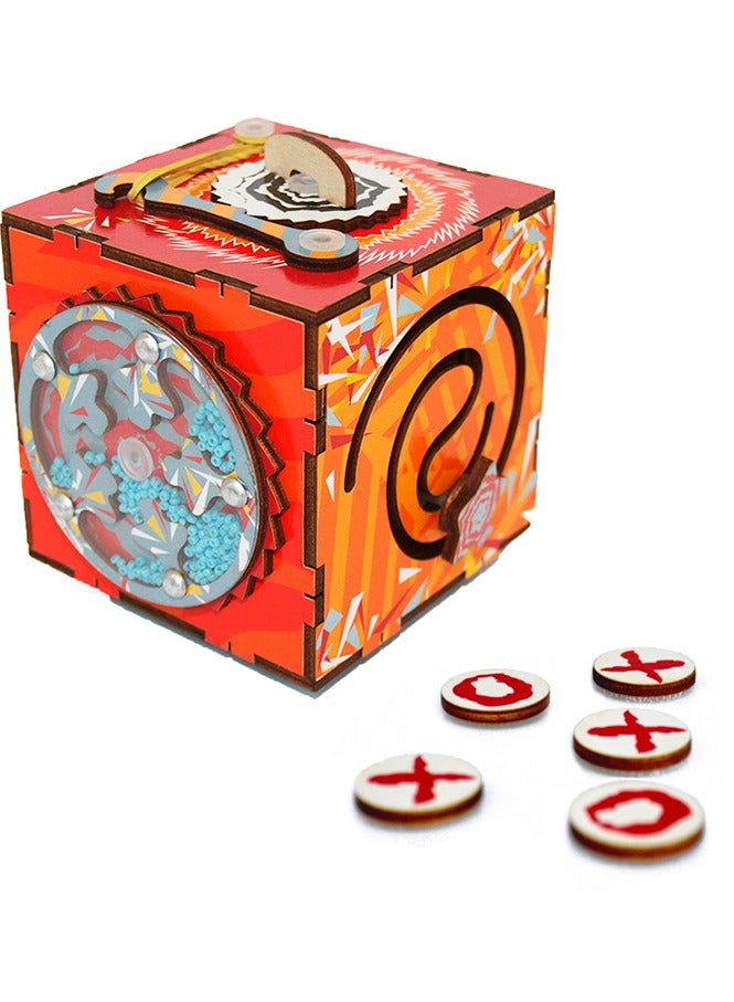 فوفا FOFA لوح تعليمي خشبي - تيك - تاك تو مكعب مشغول للأطفال ، لوحة مشغولة حسية ، لعبة سفر 3 4 5 سنوات من العمر بنات أولاد هدايا ألعاب تعليمية مونتيسوري تعليمية للسفر - Image 2