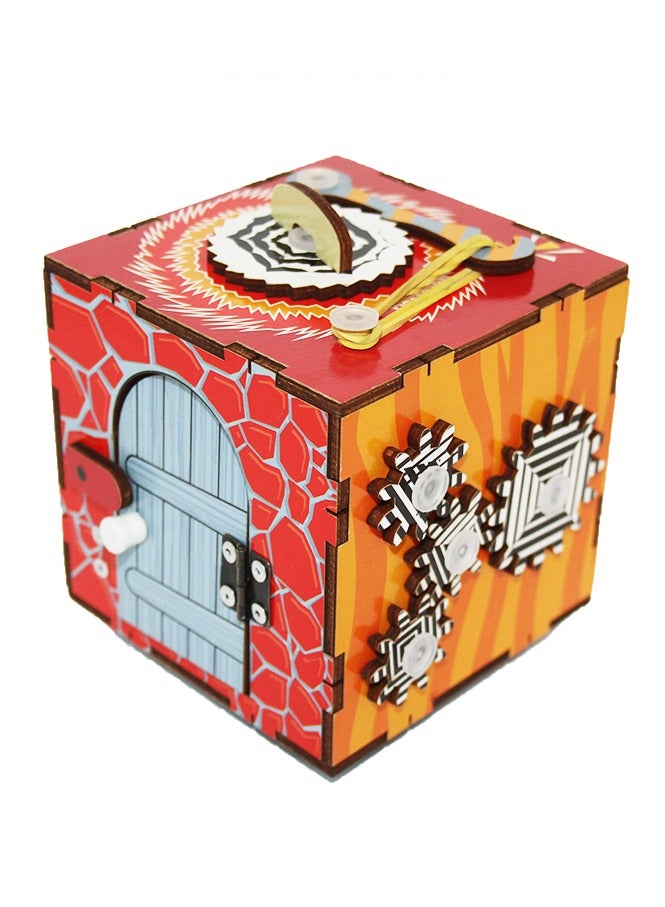 فوفا FOFA لوح تعليمي خشبي - تيك - تاك تو مكعب مشغول للأطفال ، لوحة مشغولة حسية ، لعبة سفر 3 4 5 سنوات من العمر بنات أولاد هدايا ألعاب تعليمية مونتيسوري تعليمية للسفر - Image 4