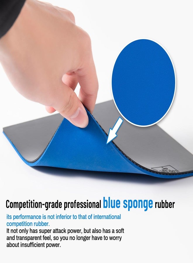 KERHAND Young Shine Professional Table Tennis Rubber - Olympic-Grade Blue Sponge Paddle Cover | High Spin Replacement Rubber for Intermediate/Advanced Players | Endorsed by Guo Yan (39°) - Image 3