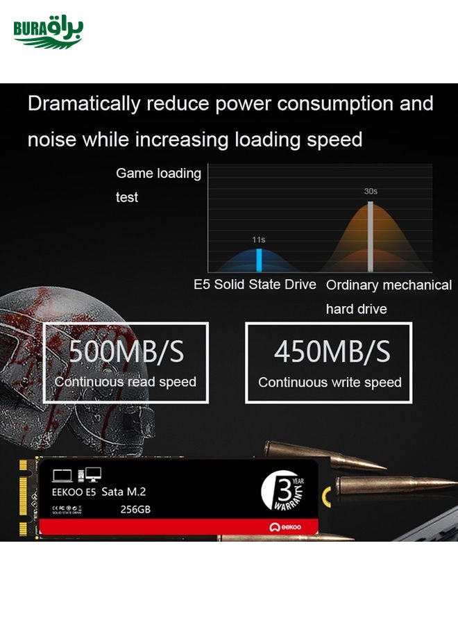 BURAQ Eekoo E5 M.2 SATA Solid State Drives for Desktops / Laptops, Capacity: 128G  - Image 3