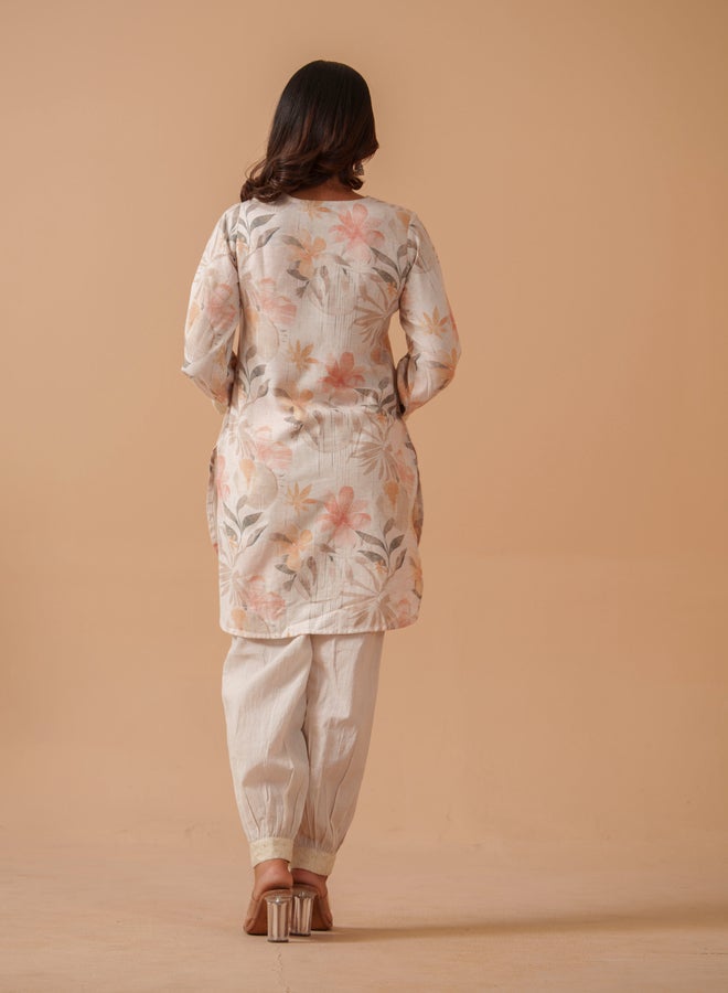 DW Floral Printed Pure Cotton Tunic with Trousers Co-Ords - Image 3