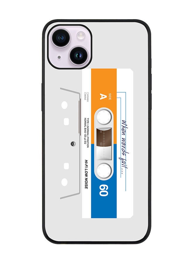 Stylizedd Rugged Black edge case for Apple iPhone 14 Slim fit Soft Case Flexible Rubber Edges Anti Drop TPU Gel Thin Cover - When Words Fail (White Tape) - Image 1