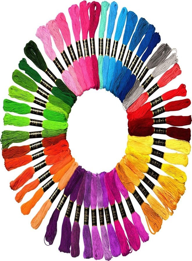 Aakriti Cotton Rainbow Embroidery Floss Skeins for Friendship Bracelets, Cross Stitch, DIY Craft Work - 50Pcs Mixed Color Thread (Multicolor, 60 Gram) - Image 2
