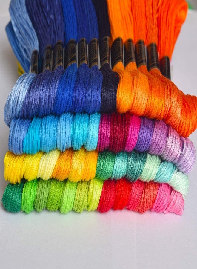 Aakriti Cotton Rainbow Embroidery Floss Skeins for Friendship Bracelets, Cross Stitch, DIY Craft Work - 50Pcs Mixed Color Thread (Multicolor, 60 Gram) - Image 3