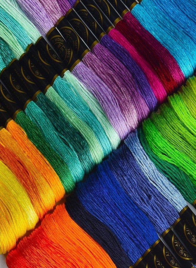 Aakriti Cotton Rainbow Embroidery Floss Skeins for Friendship Bracelets, Cross Stitch, DIY Craft Work - 50Pcs Mixed Color Thread (Multicolor, 60 Gram) - Image 1