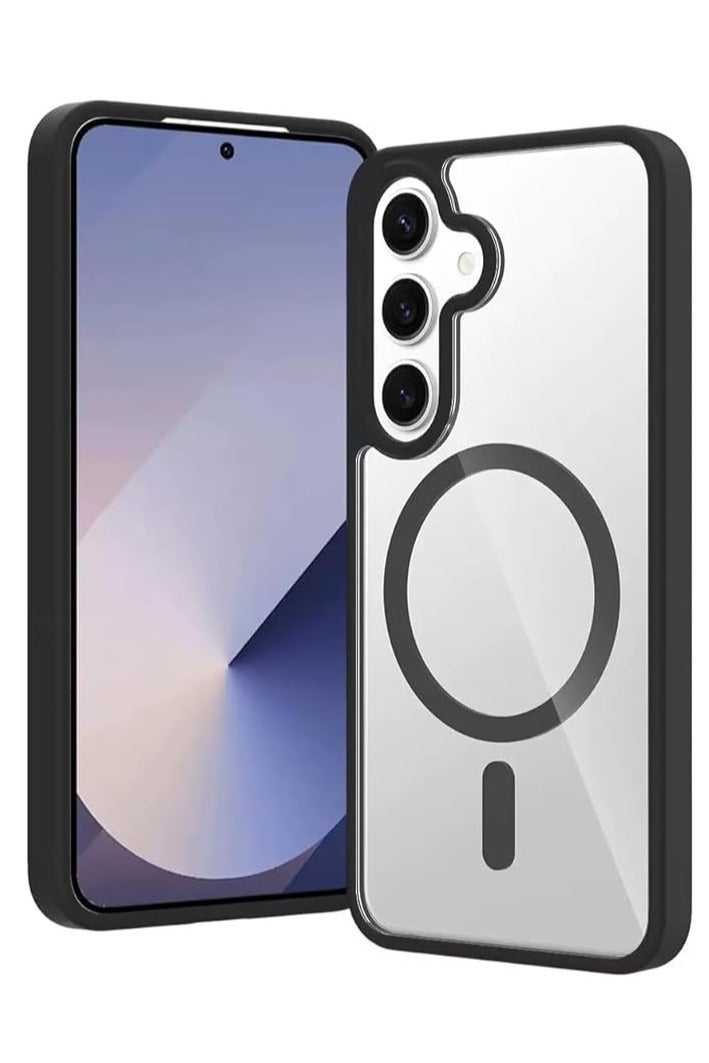 Magnetic Case for Samsung Galaxy A25, Crystal Clear Case [Not Yellowing] [Military Grade Drop Protection] Shockproof Clear Slim Cover for Samsung Galaxy A25 (Black)
