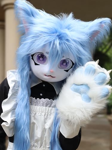 SMILETERNITY SMILETERNIT Animal Head Cat Fursuit Cut Mask Halloween Masquerade Cosplay Costume Props Green - Image 5