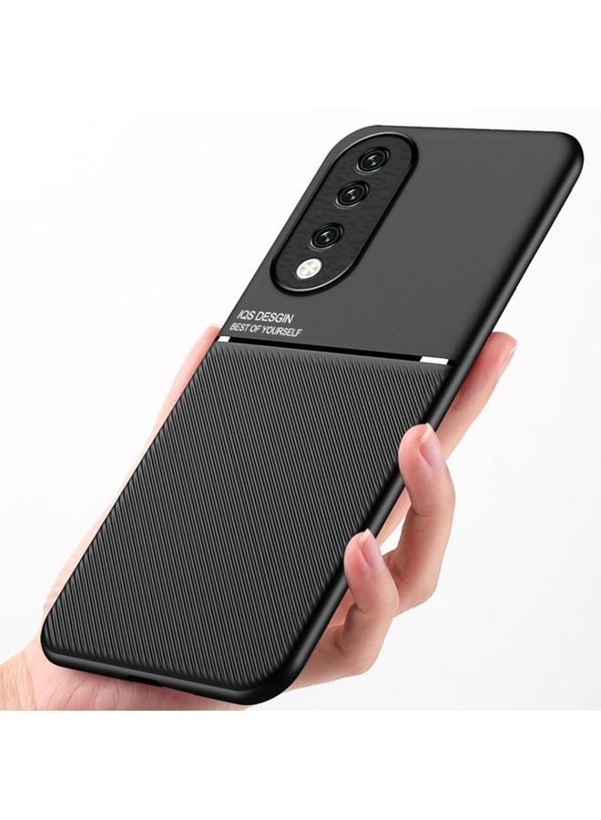 زبون جراب لهاتف Honor 90 Classic Tilt Strip Grain Magnetic PC Hybrid TPU - Image 3