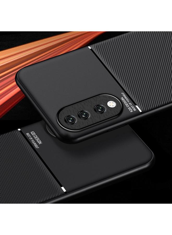 زبون جراب لهاتف Honor 90 Classic Tilt Strip Grain Magnetic PC Hybrid TPU - Image 2