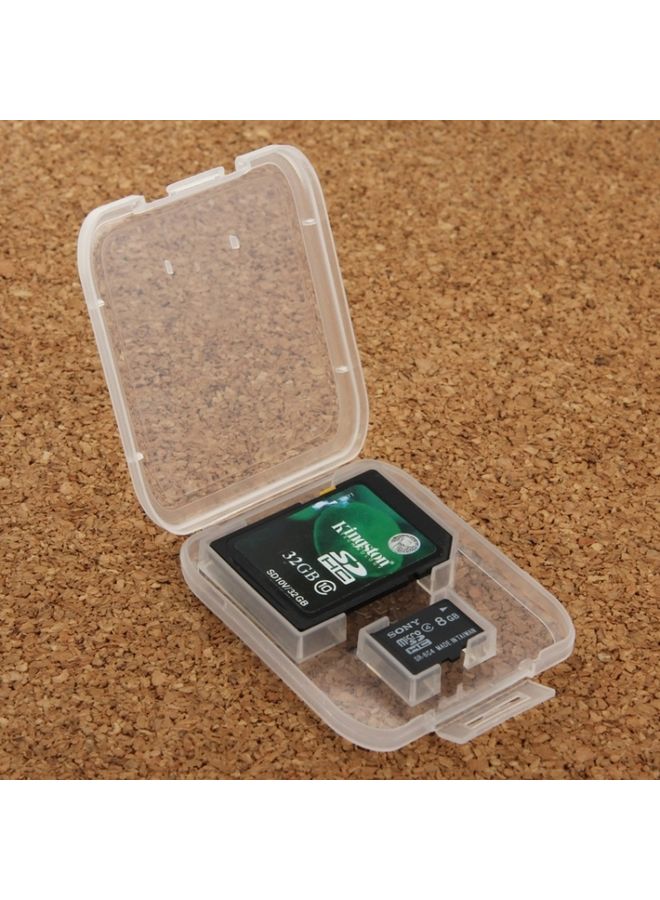 BURAQ 100Pcs Transparent Plastic Storage Card Box for SD Card + Micro SD Card(TF Card)(Transparent)  - Image 1