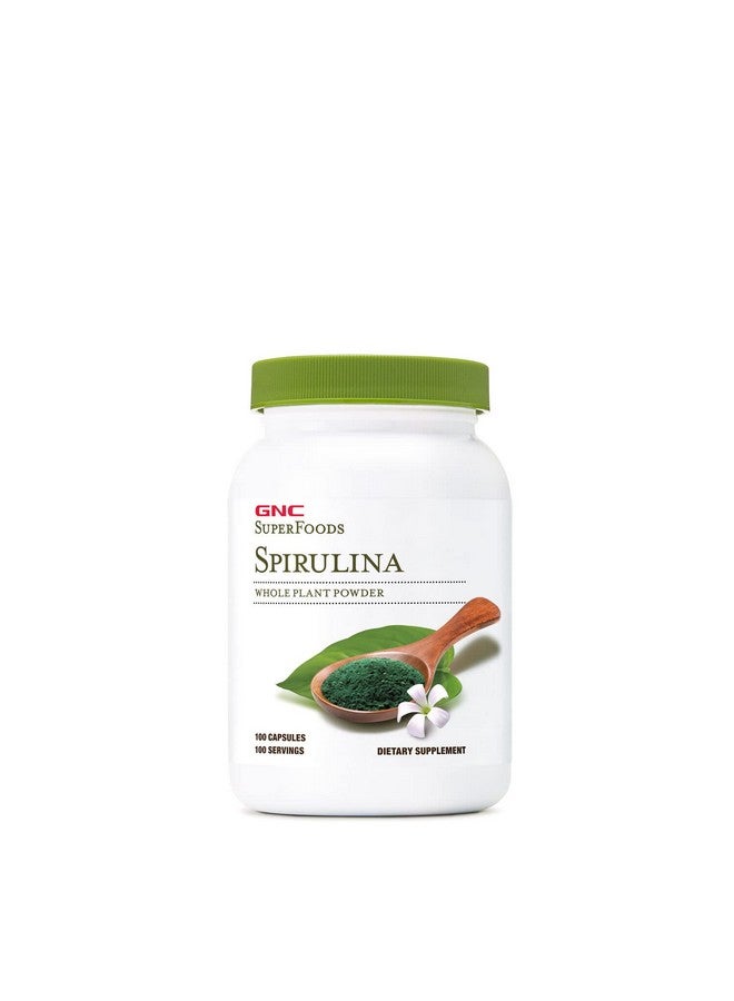 GNC SuperFoods Spirulina Whole Plant Powder Capsules - 100 Capsules | 100 Servings - Image 1