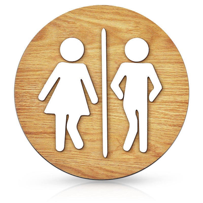 Jetec Wooden Bathroom Sign Unisex Restroom Rustic Mens and Womens Toilet Wall Signs for Business Funny Bathroom Cute Restroom Door Vintage DecorWood Color