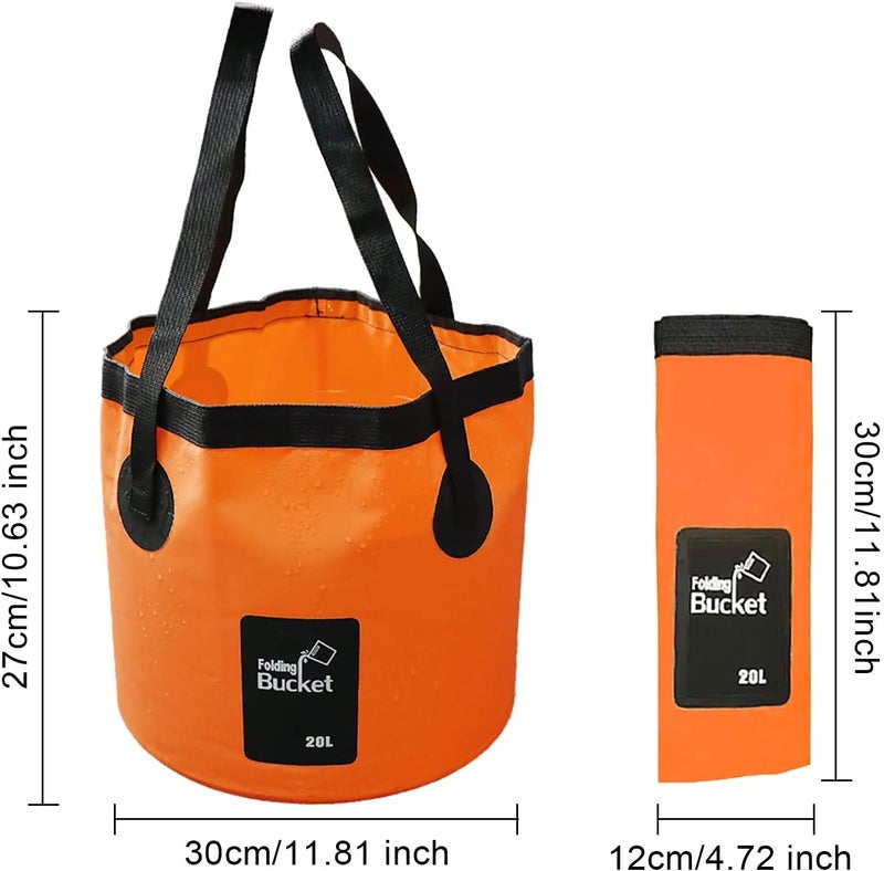 KAHEIGN Folding Water Bucket, 20L Portable Collapsible Bucket Camping Storage Container Wash Basin for Traveling Hiking Fishing Boating Gardening Car Washing (30 x 27cm) - Image 4