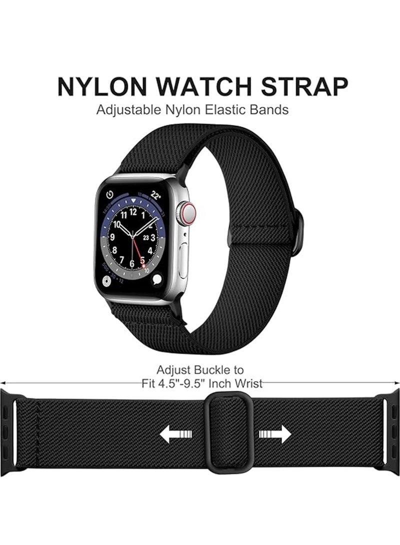 X-level Nylon Watch Band Replacement Bracelet for iWatch Series 10/11 46mm,Compatible with iWatch Band,Sport Strap Replacement WristBands, Soft Nylon Elastic Braided Strap for iWatch Series 11 10 9 8 7 6 5 4 ultra 2 ultra 3 ultra SE SE 2 SE 3 (5 PCS, 42/41/40/38mm) - Image 3