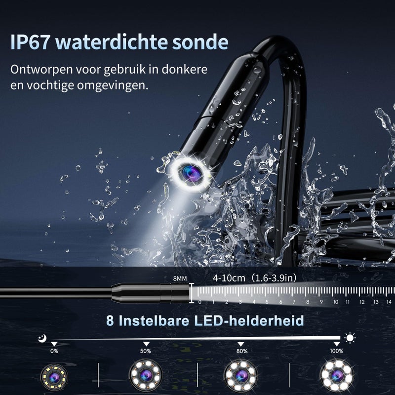 15M Industrial Endoscope IP67 Waterproof 1080P HD with 4.3-inch IPS Screen - Image 4