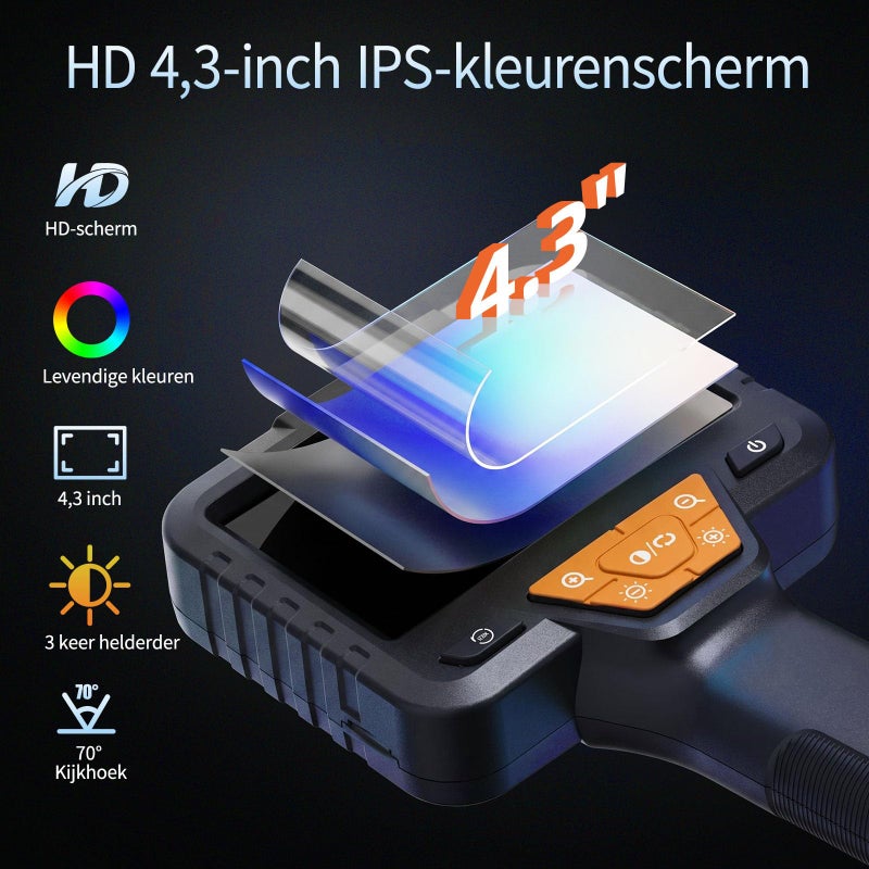 15M Industrial Endoscope IP67 Waterproof 1080P HD with 4.3-inch IPS Screen - Image 2