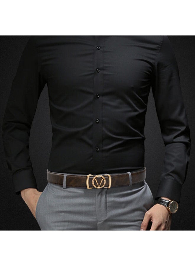 Cow Men's Fashion Color-changing Leather Belt Automatic Buckle Casual Belt C-1001 Gold - Image 3