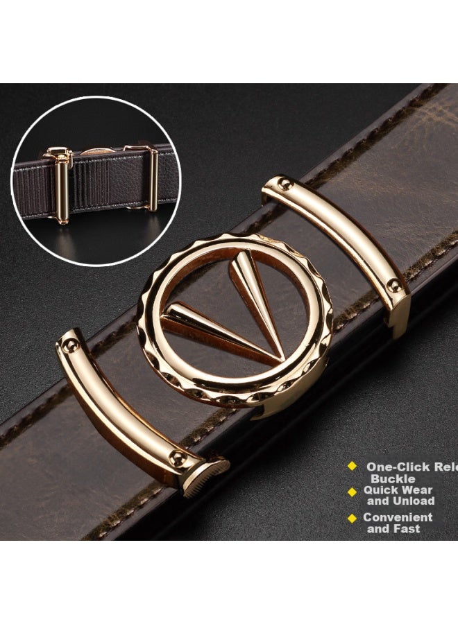 Cow Men's Fashion Color-changing Leather Belt Automatic Buckle Casual Belt C-1001 Gold - Image 5