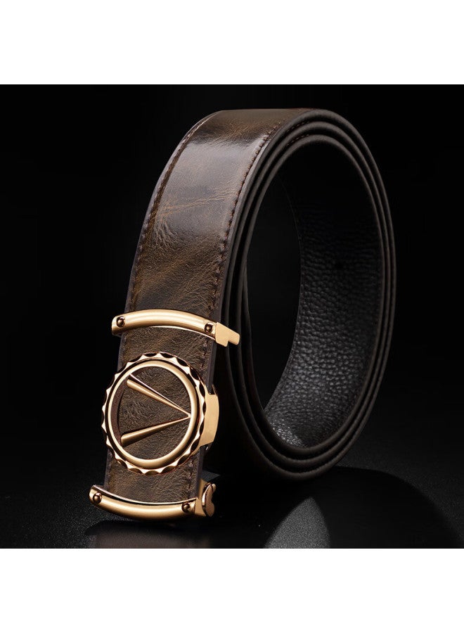 Cow Men's Fashion Color-changing Leather Belt Automatic Buckle Casual Belt C-1001 Gold - Image 2