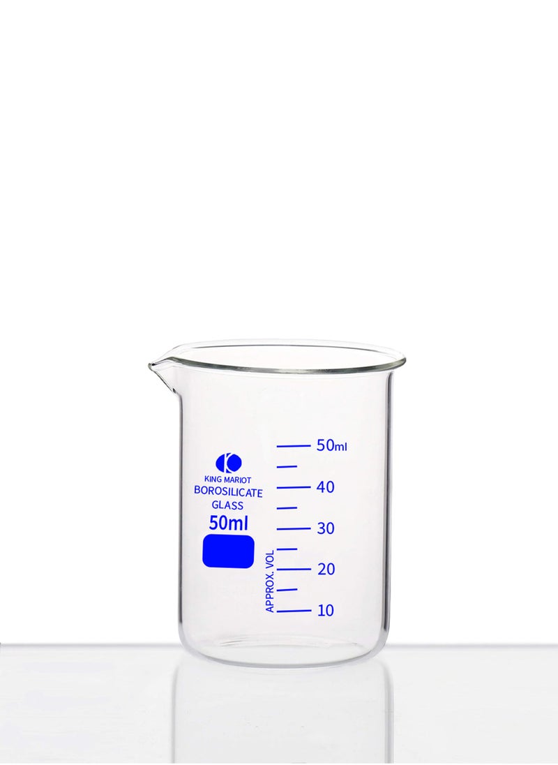 King Mariot King Mariot 50ml Glass Beaker | Graduated Borosilicate 3.3 | High Temperature Resistance | Pour Spout  - Image 1