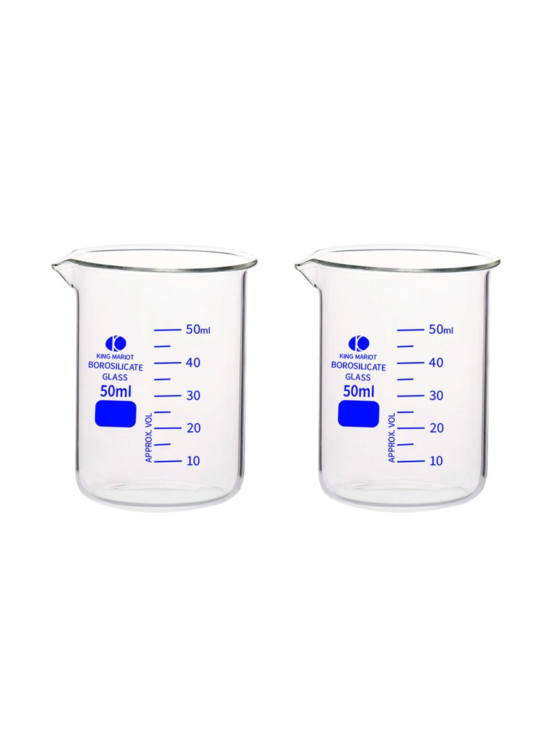 King Mariot King Mariot 50ml Glass Beaker | Graduated Borosilicate 3.3 | High Temperature Resistance | Pour Spout  - Image 4