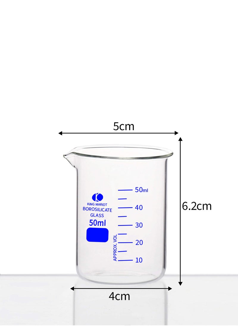 King Mariot King Mariot 50ml Glass Beaker | Graduated Borosilicate 3.3 | High Temperature Resistance | Pour Spout  - Image 2