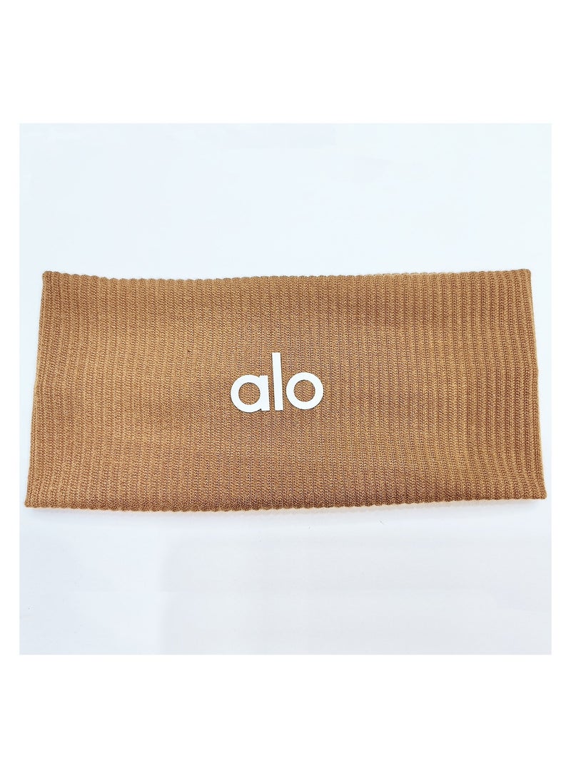 alo ALO YOGA Women's High-Stretch Wide Yoga Headband chinese coffee color