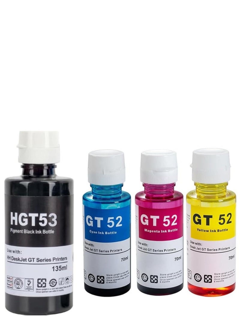نيكسوفا حبر إعادة تعبئة سلسلة GT52 متوافق مع طابعات HP GT 310 315 319 410 415 419 5810 5820 5821 زجاجة سوداء 90 مل و3 زجاجات ملونة 70 مل للاستخدام اليومي والطابعات المنزلية والمكتبية - Image 2