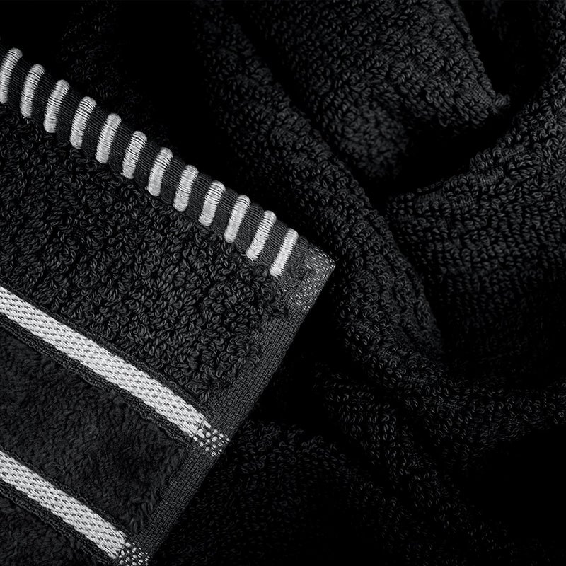 Bedford Home طقم مناشف مكون من 6 قطع - قطن مشطوف بنسيج الأرز لملحقات الحمام مع 2 منشفة استحمام، 2 منشفة يد، و2 قطعة قماش للغسيل من بيدفورد هوم (أسود) - Image 3