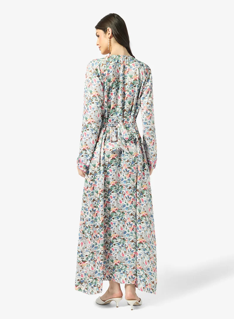 ARABIAN CLOSET Embellished Belted Jalabiya