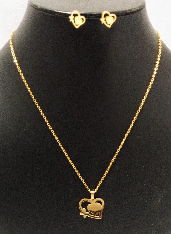 athizay fashion Jewelry set Heart Pendant chain Gold 16 inches stainless steel pendant for girls Valentine Gifting Jewellery - Image 2
