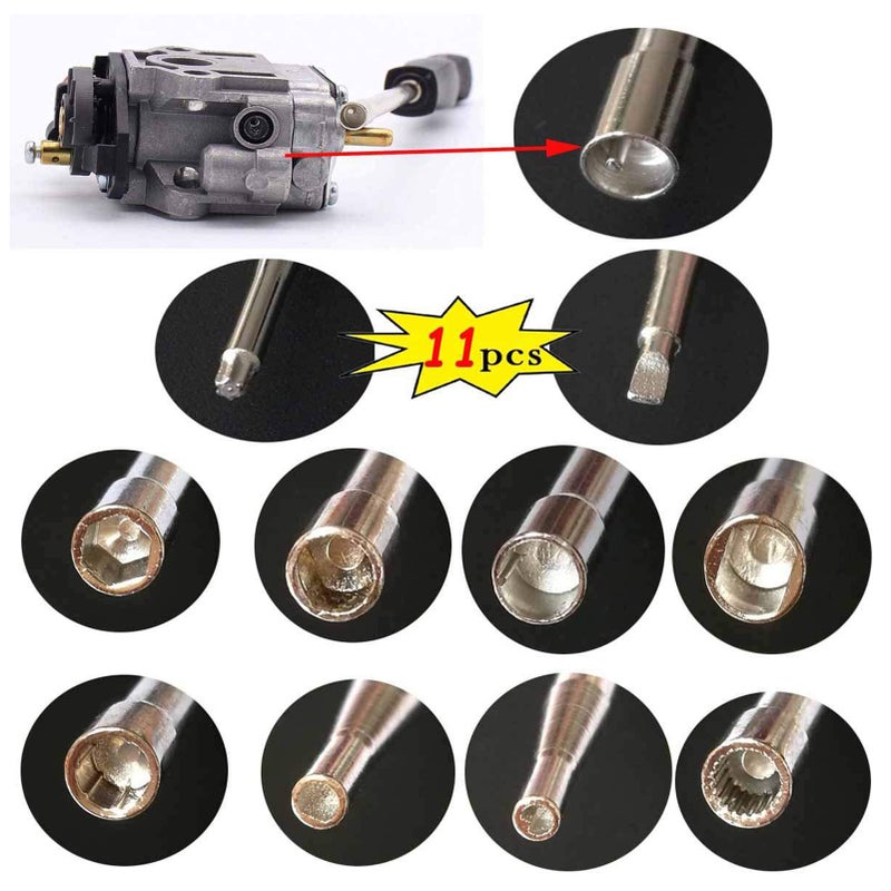 10Pcs Carburetor Adjustment Tool Kit, Carb Adjustment Screwdriver Tool with Carburetor Cleaning Brush, Ignition Spark Tester - Image 4
