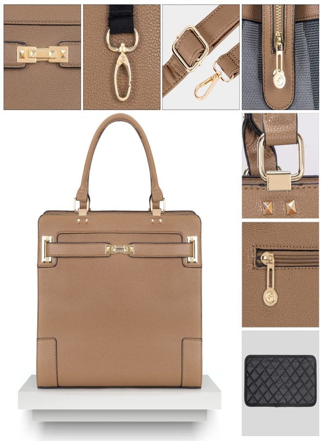 Minsong Fashion Pet Carrier Dog Cat Carrier Purse Soft-Sided Leather Handbag Pet Tote Bag for Small Dogs Puppy and Cats TSA Airline Approved (Khaki) - Image 5