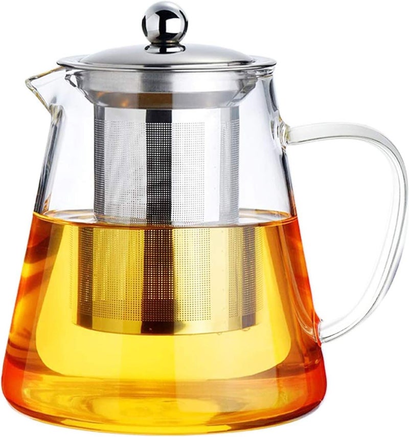 KELVEE Glass Kettle Teapot with Removable Infuser Lid Handle Glass Tea Kettle Stovetop Microwave Safe Great for Loose Leaf Tea Blooming Tea Tea Bags Fruit Infused Water Transparent - Image 1