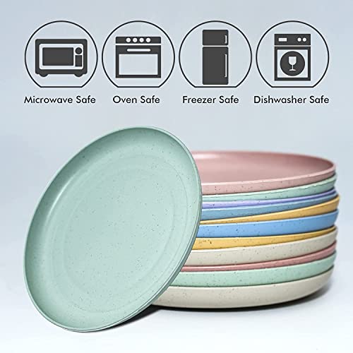 SHECIPIN 12 PACK 6 Inches Lightweight Mini Wheat Straw Plates,Reusable Plate Set Dishwasher & Microwave Safe,Unbreakable Deep Dinner Plates, Plastic Plates Reusable,They are easy to clean BPA free - Image 5
