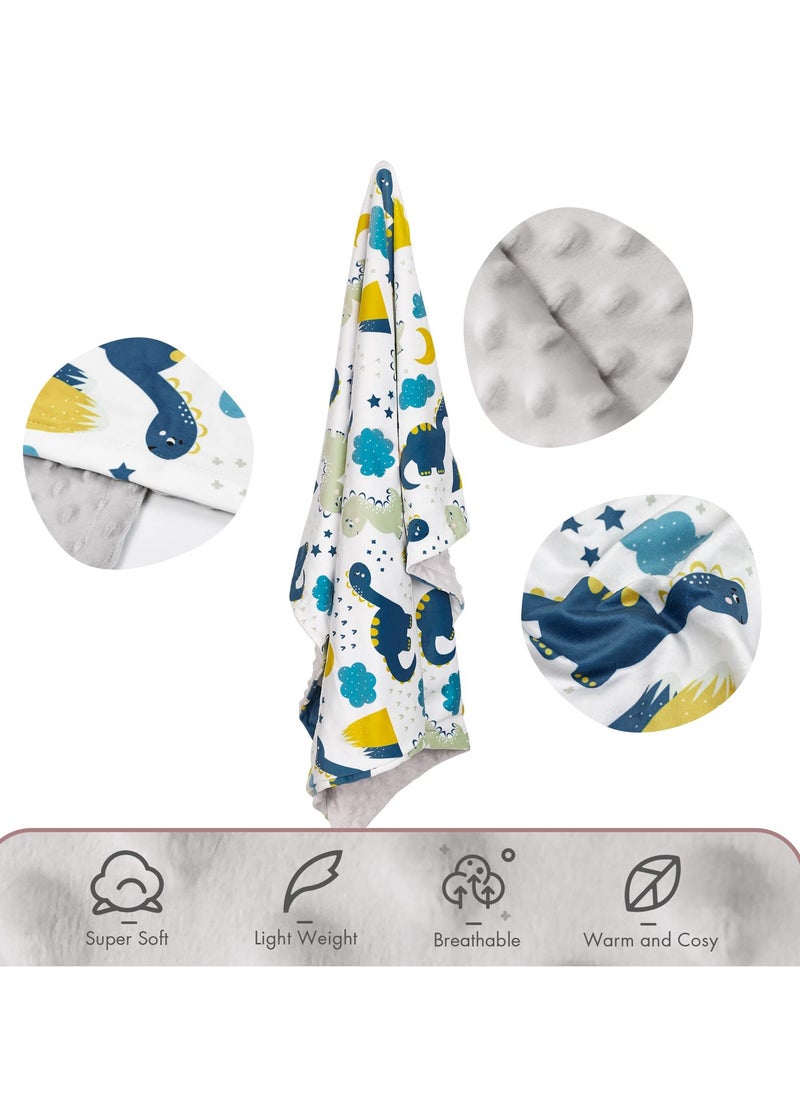 Bebiland Baby Soft Plush Blankets with Dotted Backing, Essentials for Unisex, Toddlers, Newborn Gifts,  75x100cm (Dinosaur)  - Image 2