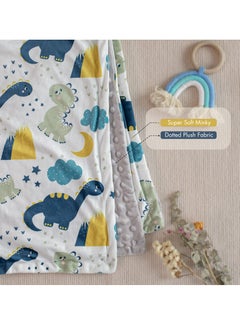 Bebiland Baby Soft Plush Blankets with Dotted Backing, Essentials for Unisex, Toddlers, Newborn Gifts,  75x100cm (Dinosaur)  - Image 3