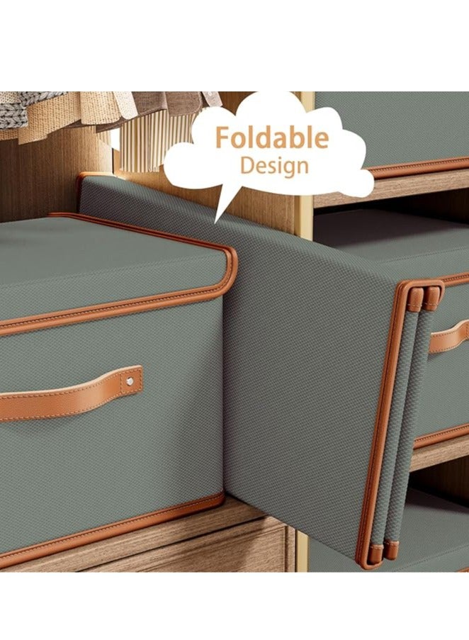 Arabest 2 Pack Storage Bins with Lids, Collapsible Closet Organizer Container, Fabric Organizer Box with Handles, Decorative Storage Boxes with Lids for Organizing Clothes, Blanket, Grey, Large  - Image 5