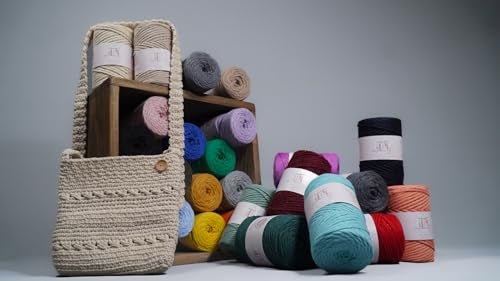 Makromecity, Single Strand Macrame Cord 3 mm x 100 Yards (300 feet) 3mm Single Strand Latte Cotton Cord for Macrame Art & Crafts for Wall Hangings Recycled Cotton Cord Yarn DIY (Latte, 1 Skein) - Image 5