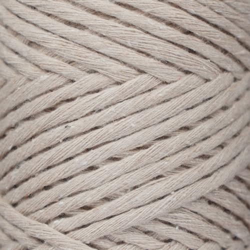 Makromecity, Single Strand Macrame Cord 3 mm x 100 Yards (300 feet) 3mm Single Strand Latte Cotton Cord for Macrame Art & Crafts for Wall Hangings Recycled Cotton Cord Yarn DIY (Latte, 1 Skein) - Image 4