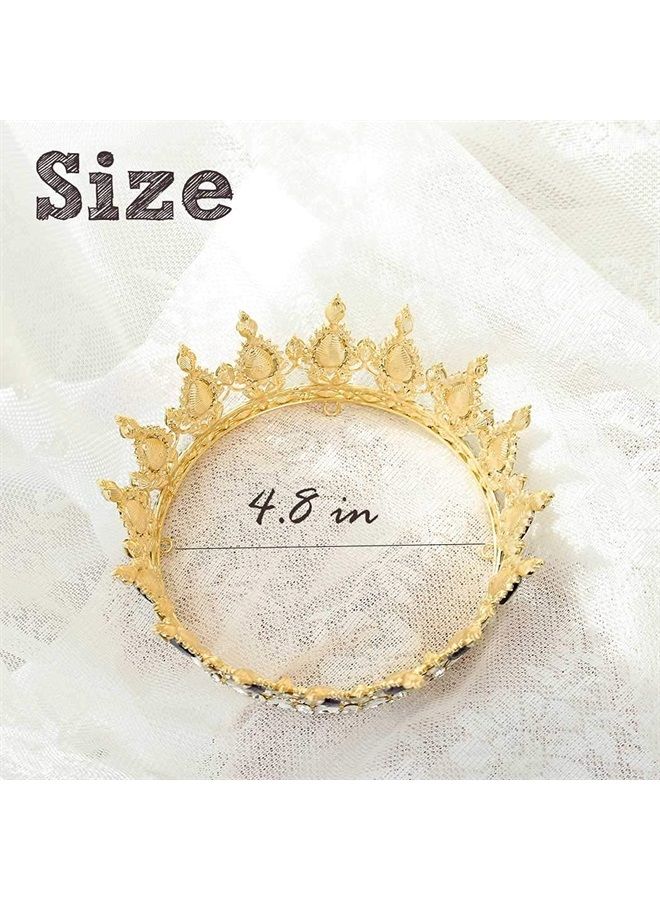 Foyte Baroque Queen Crown and Tiaras Sparkly Rhinestone Wedding Crown Bride Tiaras Princess Full Round Tiaras Headpieces for Women and Girls (Purple) - Image 4