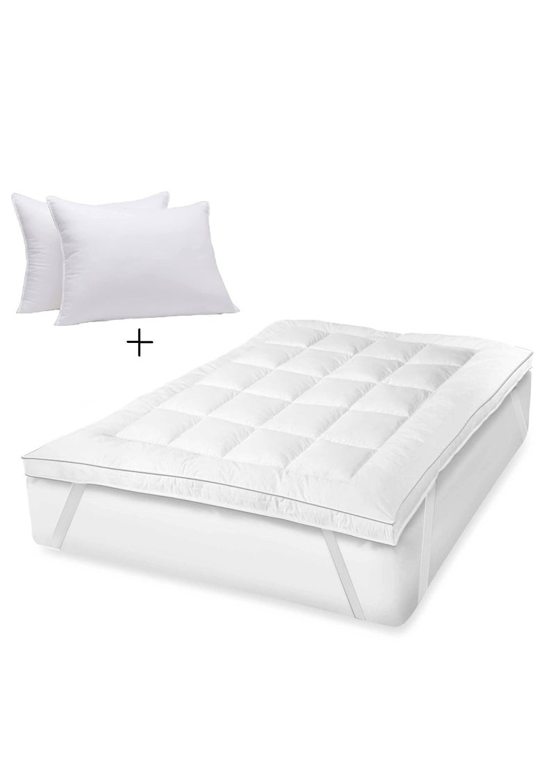 Mattress Topper Medicated 8 cm+ With 2 Soft Pillows 180x200 cm  - Image 1