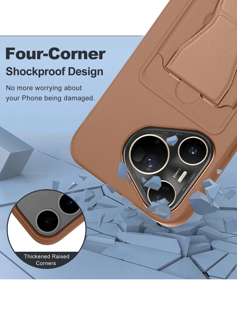 Wtech Huawei Pura 80 Ultra 5G 2025 Silicone TPU Card Holder with Hand Grip Case Cover (MCHPSN) - Brown - Image 3