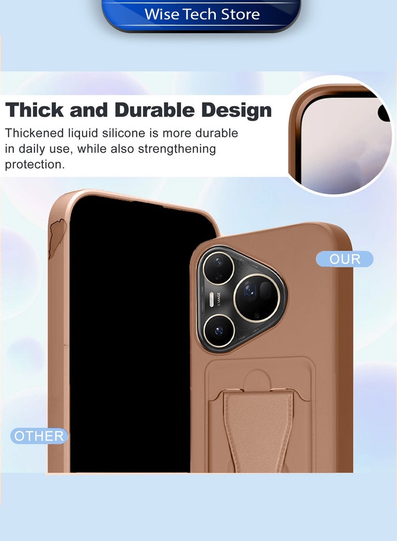 Wtech Huawei Pura 80 Ultra 5G 2025 Silicone TPU Card Holder with Hand Grip Case Cover (MCHPSN) - Brown - Image 2