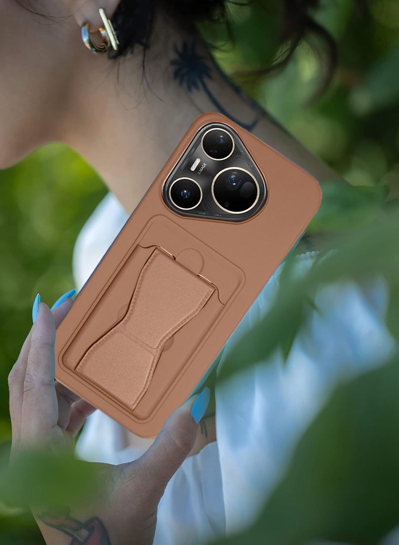 Wtech Huawei Pura 80 Ultra 5G 2025 Silicone TPU Card Holder with Hand Grip Case Cover (MCHPSN) - Brown - Image 5