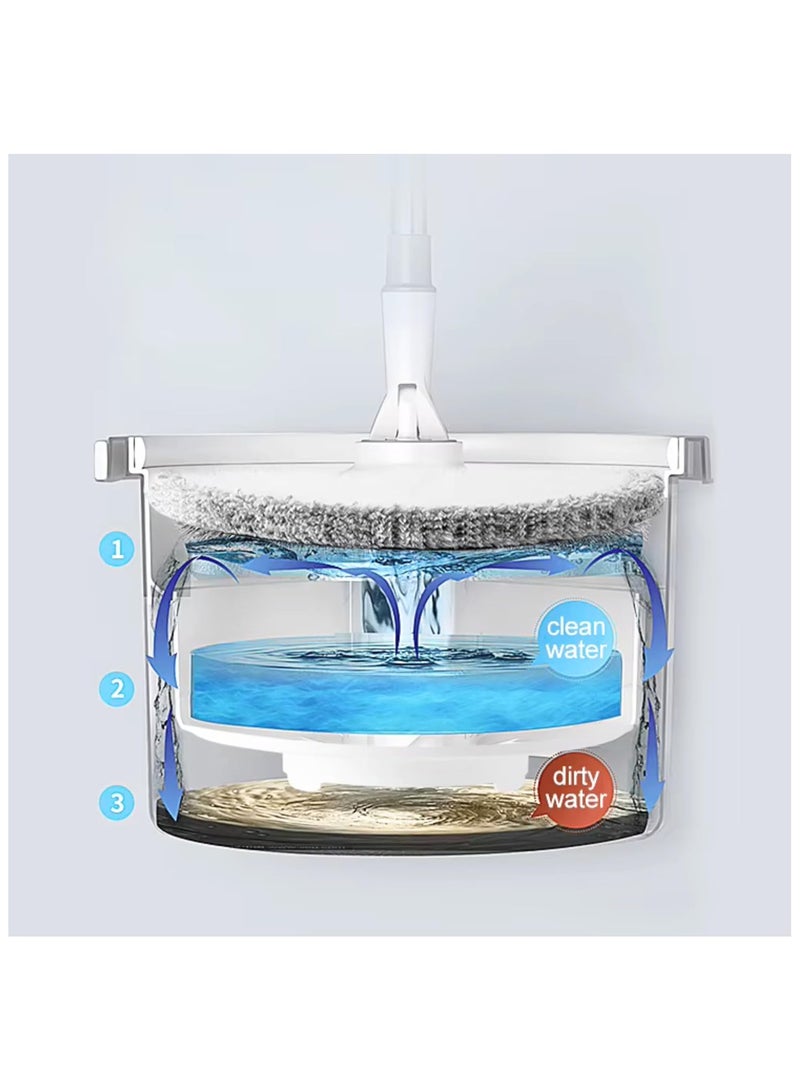Spin Mop and Bucket Set, Floor Mop, Microfiber Floor Mop for Home, Kitchen, Bathroom Cleaning, Microfiber Mop, Clean and Dirty Water Separation, Super fine Microfiber for Quick Absorption - Image 3