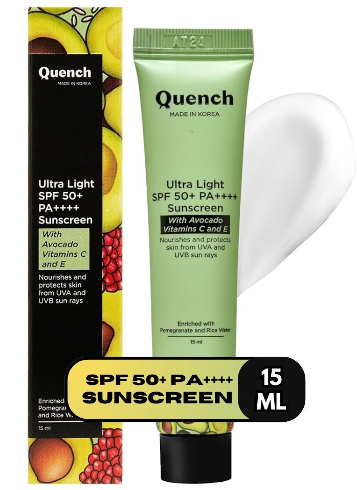 Vitamin E Ultra Light SPF 50+ PA++++ Sunscreen for Glowing Skin, 15ml - pzsku/Z38C429F26F5FAC34407AZ/45/_/1739959138/882c0797-d8fd-4d3e-ad53-ebb89d46041d