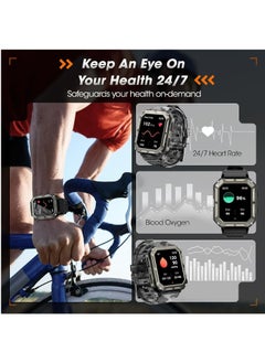 RollsTimi  Military Smart Watch for Men Answer Make Call, Rugged Tactical Smartwatch for Android Phones and iPhone, Waterproof Outdoor Sports Fitness Tracker with Heart Rate, Sleep Monitor  - Image 3