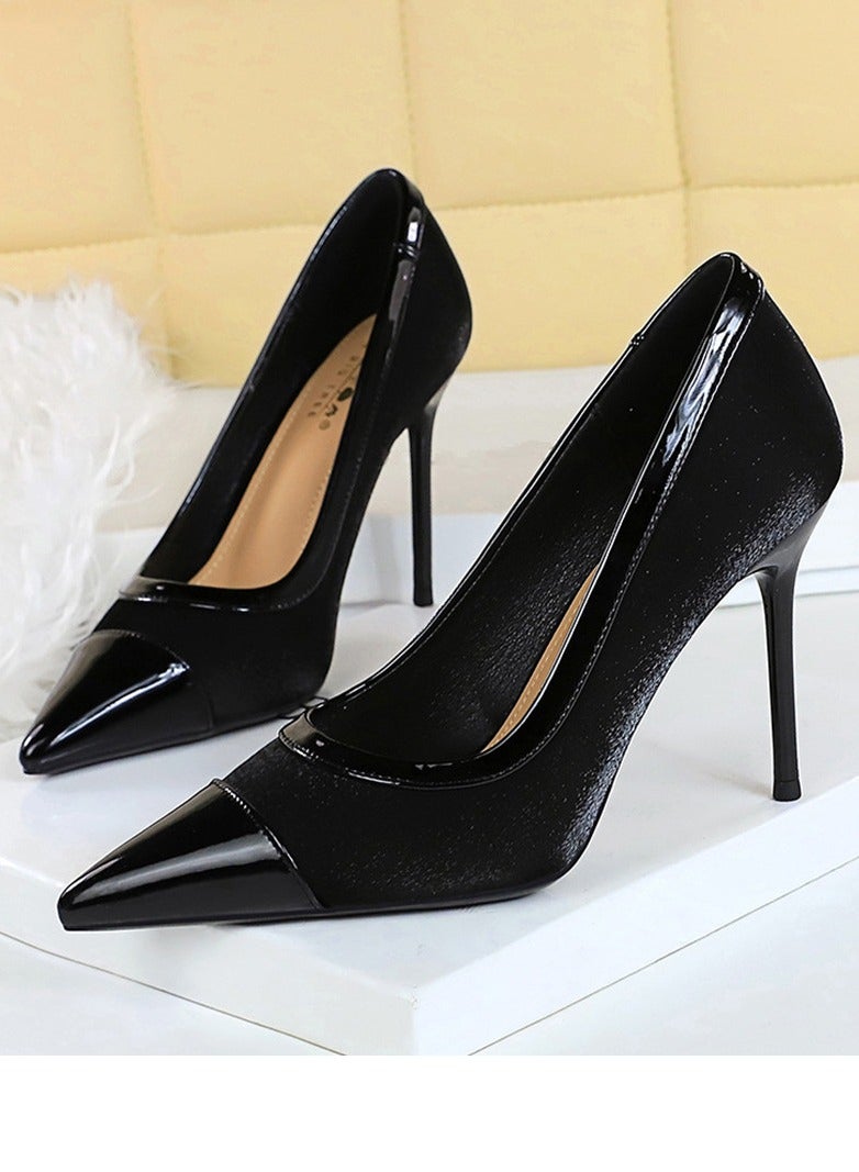 BIGTREE Women's Elegant Party Stiletto Pumps Pointed Closed Toe High Heels Black 9.5CM - Image 1