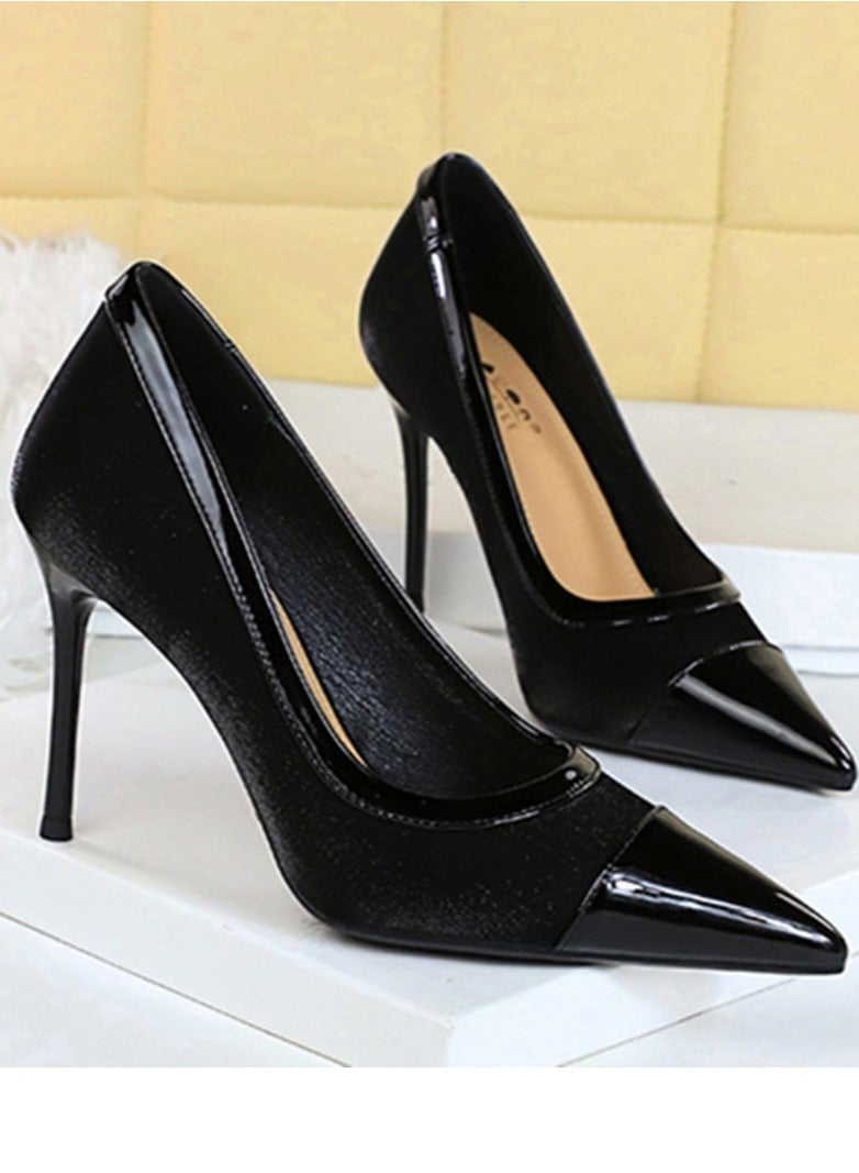 BIGTREE Women's Elegant Party Stiletto Pumps Pointed Closed Toe High Heels Black 9.5CM - Image 2